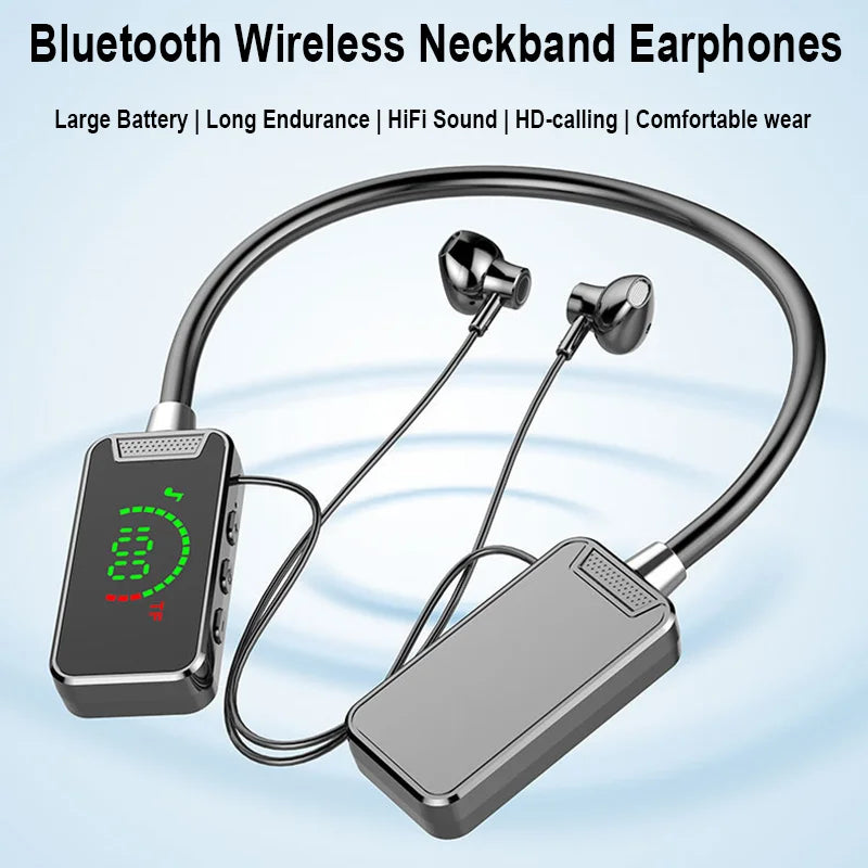 Bluetooth Wireless Headphones Bluetooth Neckband Earphones LED Display Hifi 9D Stereo Sports Headset Long PlayTime Handsfree